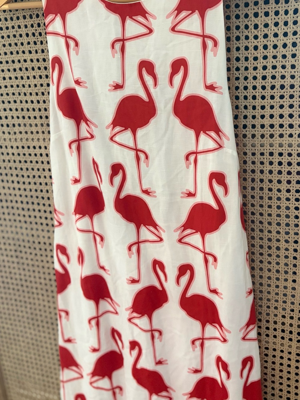 Anthro women dress with Flamingo Print- Red & White